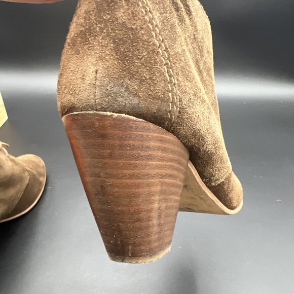 MADEWELL 1937 Lace Up Womens 7.5 Suede Heels Booties Shoes Brown Italy - Picture 9 of 16